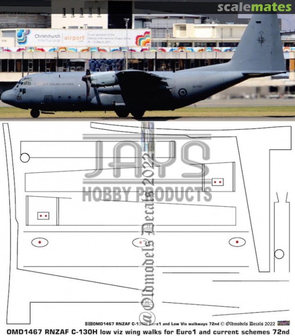 Boxart RNZAF C-130H low viz wing walk OMD1467 Oldmodels Decals