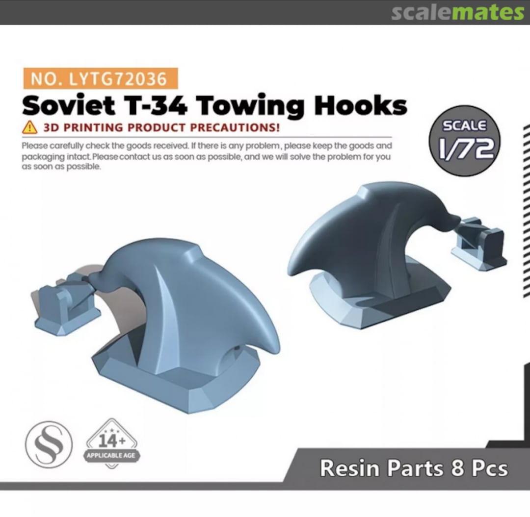 Boxart Soviet T-34 towing hooks LYTG72036 SSMODEL