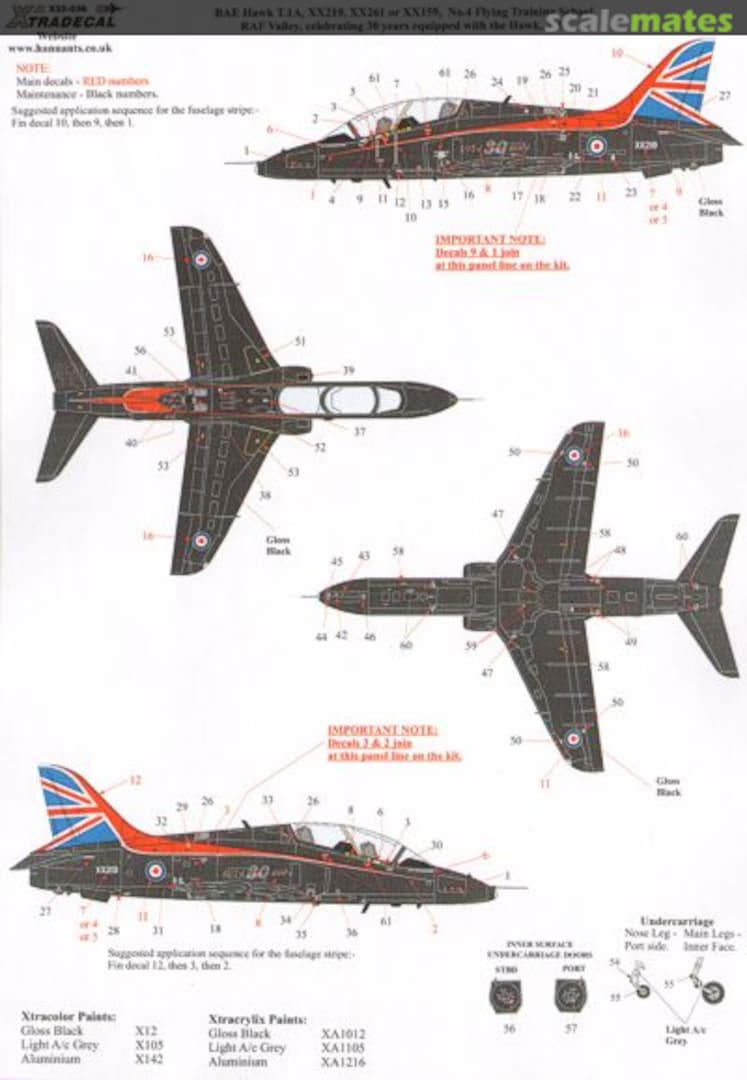 Boxart BAe Hawk T.1A 30th Anniversary of the Hawk, 1974-2004 X32-036 Xtradecal