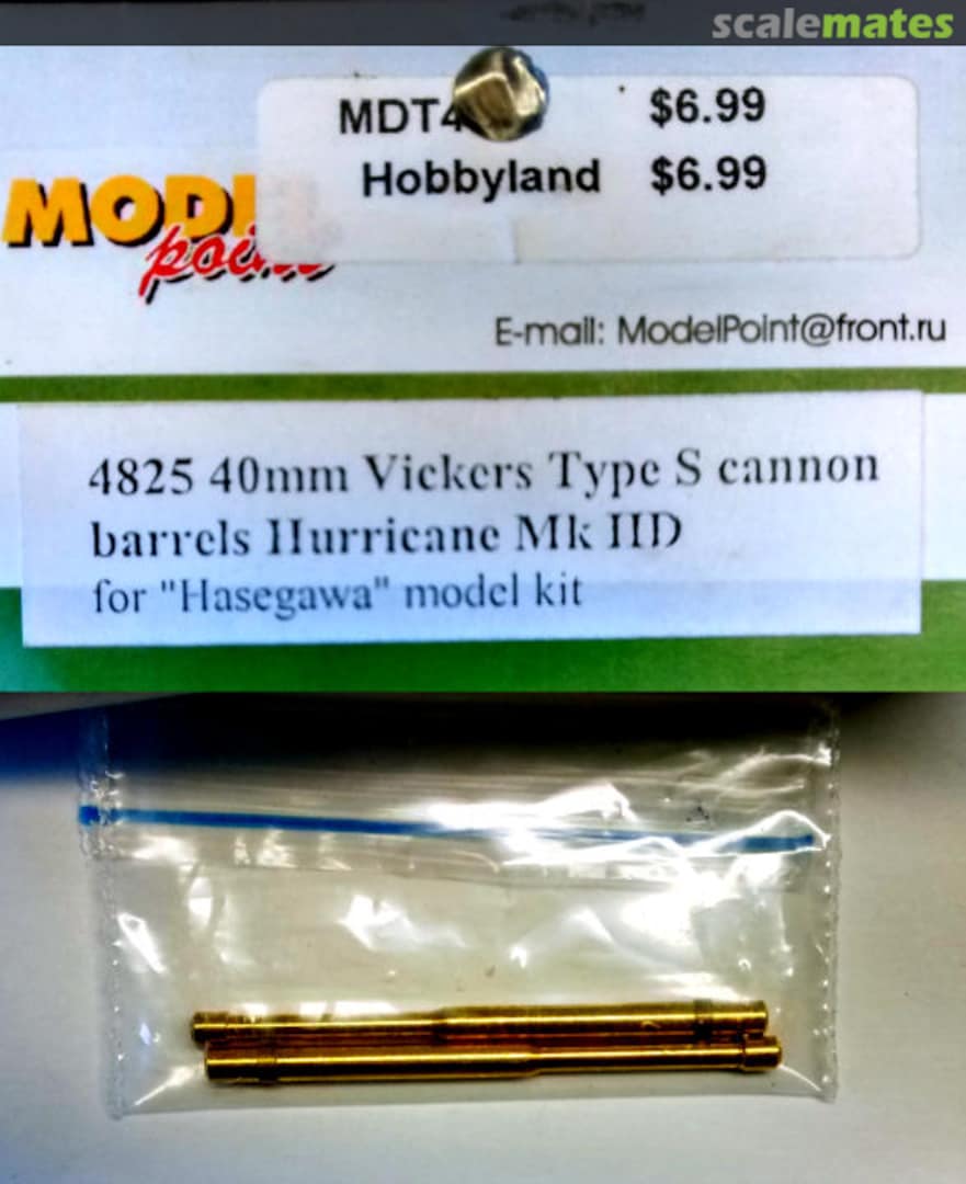 Boxart 40mm Vickers Type S cannon barrels Hurricane Mk IID 4825 Model Point