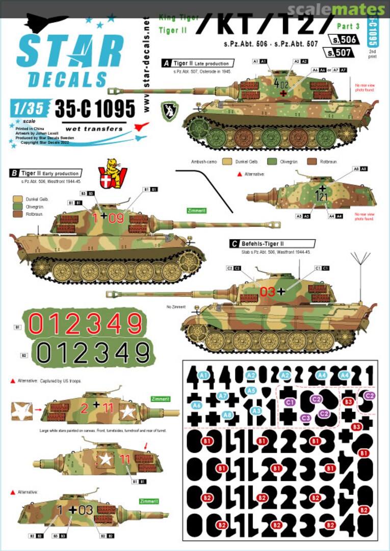 Boxart King Tiger / Tiger II # 3. 35-C1095 Star Decals