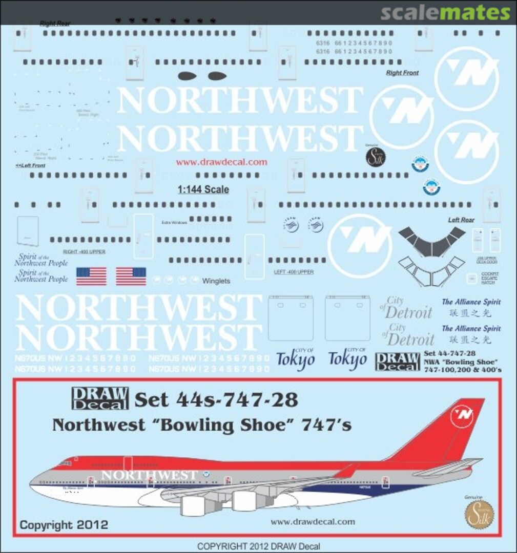 Boxart Northwest "Bowling Shoe" 747s 44-747-28 Draw Decal