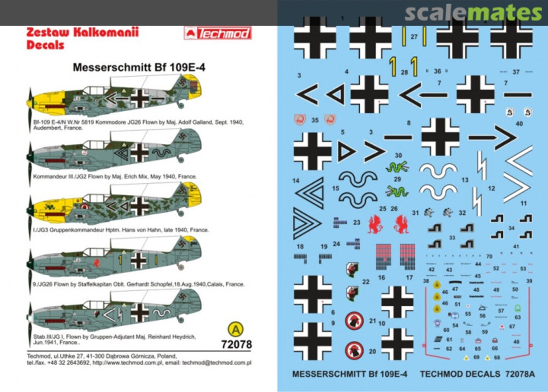 Boxart Messerschmitt Bf 109 E-4 72078 Techmod