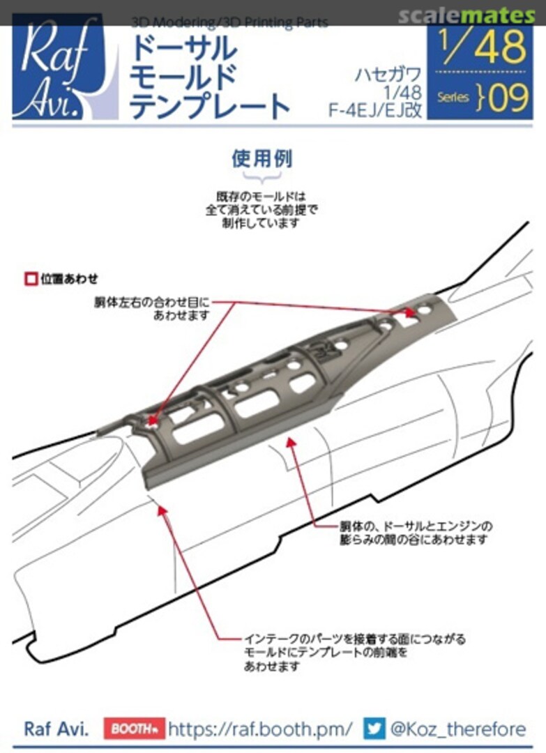 Boxart Dorsal Mold Template for Hasegawa F-4EJ / EJ-Kai 4809 ModelArt