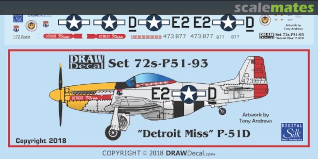 Boxart “Detroit Miss” P-51D 72-P51-93 Draw Decal