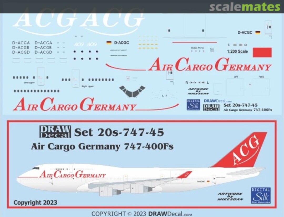 Boxart Air Cargo Germany 747-400Fs 20-747-45 Draw Decal