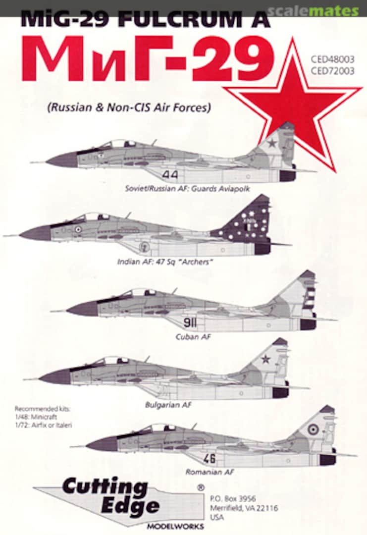 Boxart MiG-29 Fulcrum A CED72003 Cutting Edge Modelworks