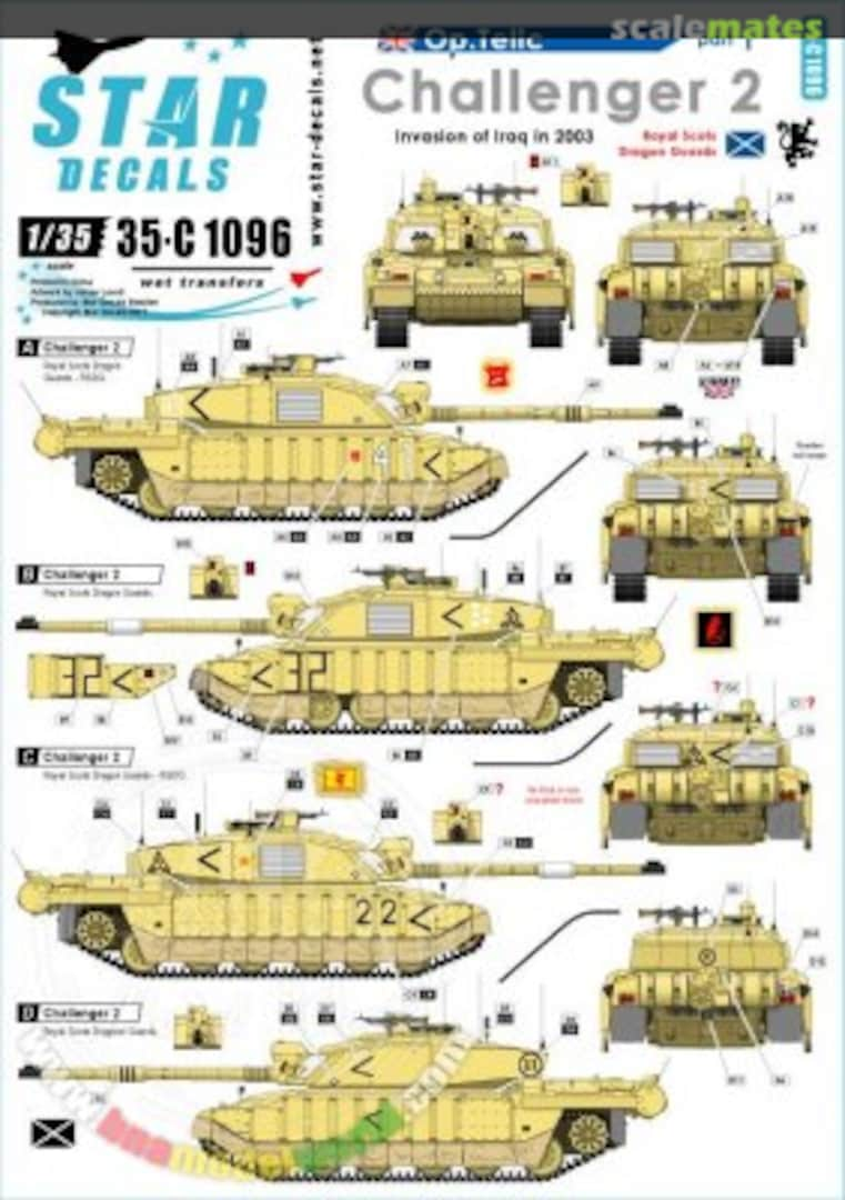 Boxart Challenger 2 35-C1096 Star Decals