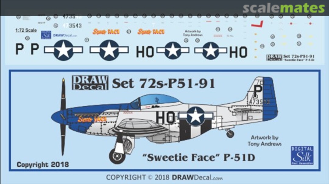 Boxart “Sweetie Face” P-51D 72-P51-91 Draw Decal