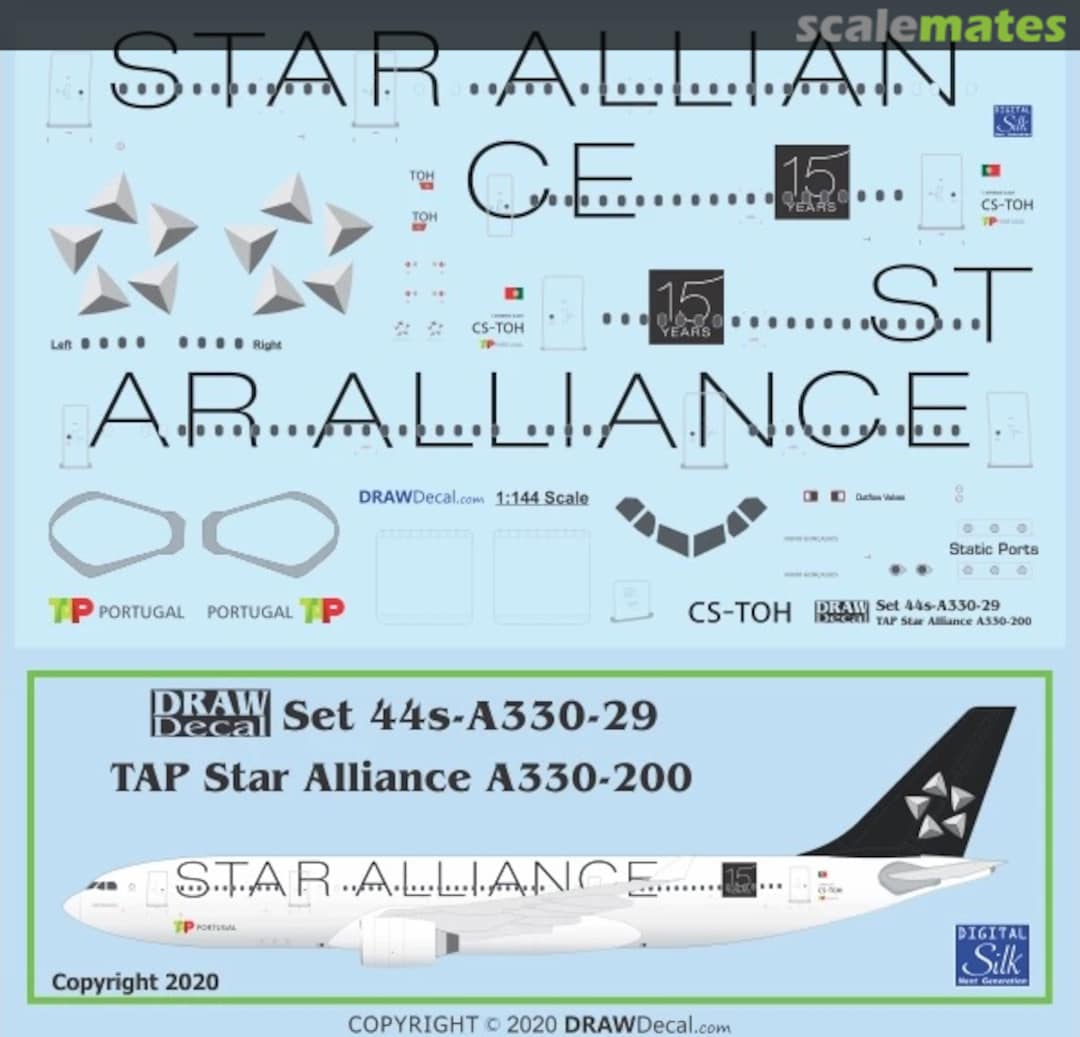 Boxart TAP Portugal Star Alliance A330-200 44-A330-29 Draw Decal