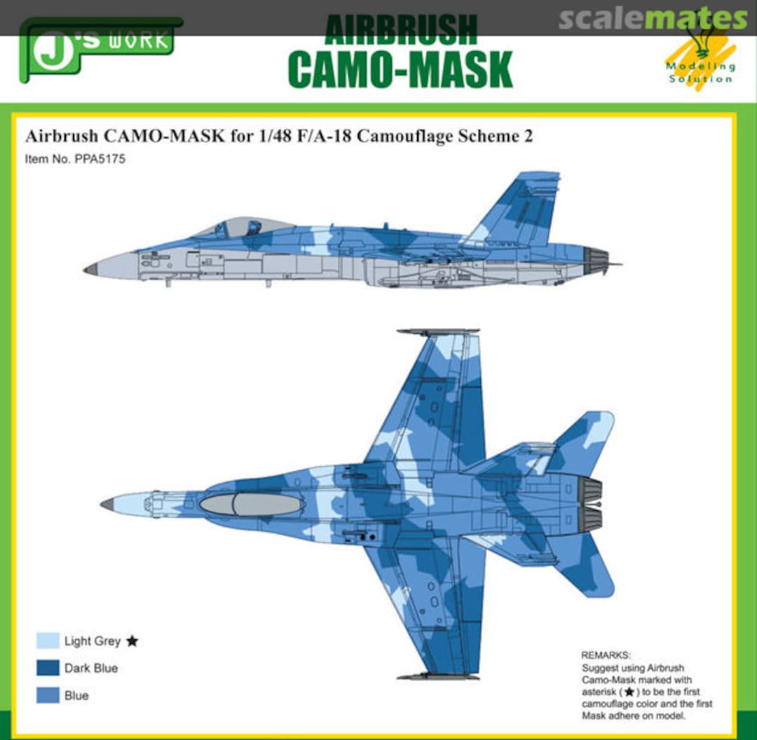 Boxart Airbrush CAMO-MASK F/A-18 Camouflage Scheme 2, J's Work, 5175 PPA5175 J's Work