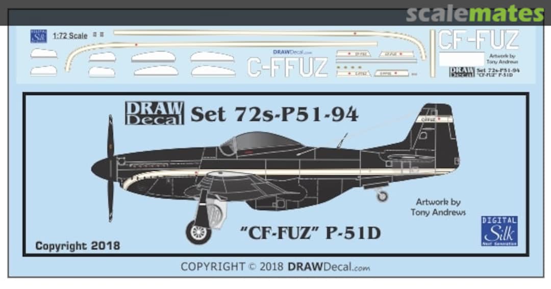 Boxart P-51D CF-FUZ / C-FFUZ 72 -P51-94 Draw Decal