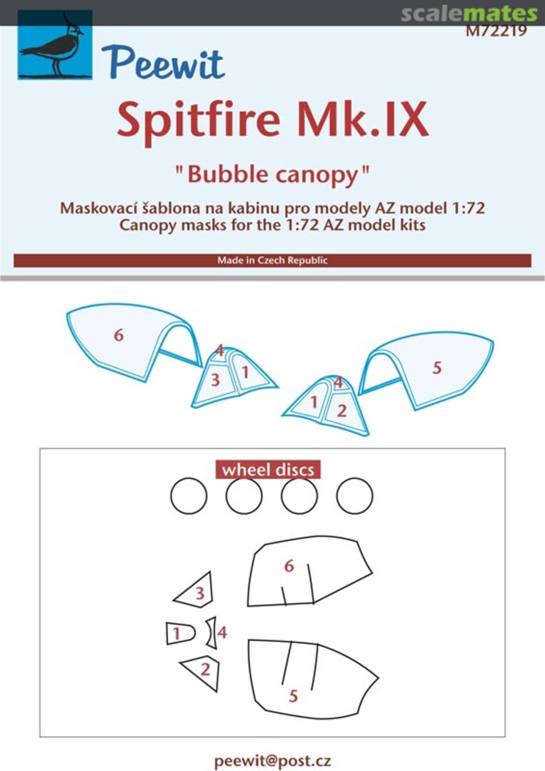 Boxart Spitfire LF Mk.IX "Bubble Canopy" Canopy Mask M72219 Peewit