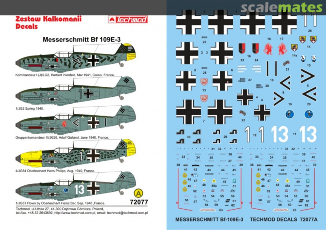 Boxart Messerschmitt Bf 109 E-3 72077 Techmod