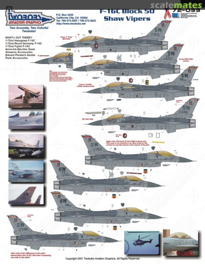 Boxart F-16C Block 50 Shaw Vipers 72-033 TwoBobs Aviation Graphics