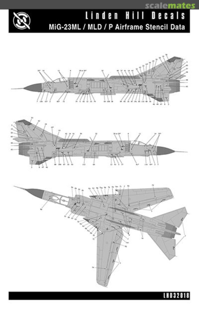 Boxart Mikoyan MiG-23ML/MiG-23MLD stencil data LHD32018 Linden Hill Decals