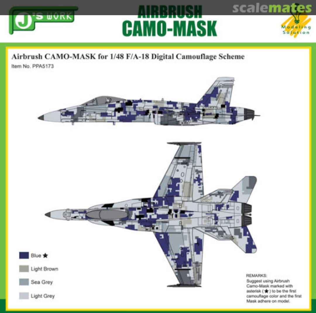 Boxart Airbrush CAMO-MASK F/A-18 Digital Camouflage Scheme, J's Work, 5173 PPA5173 J's Work