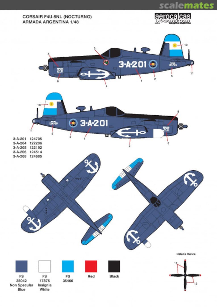 Boxart Corsair F4U-5NL (Night Scheme) 47014/AEROPRE 29 Aerocalcas Argentinas