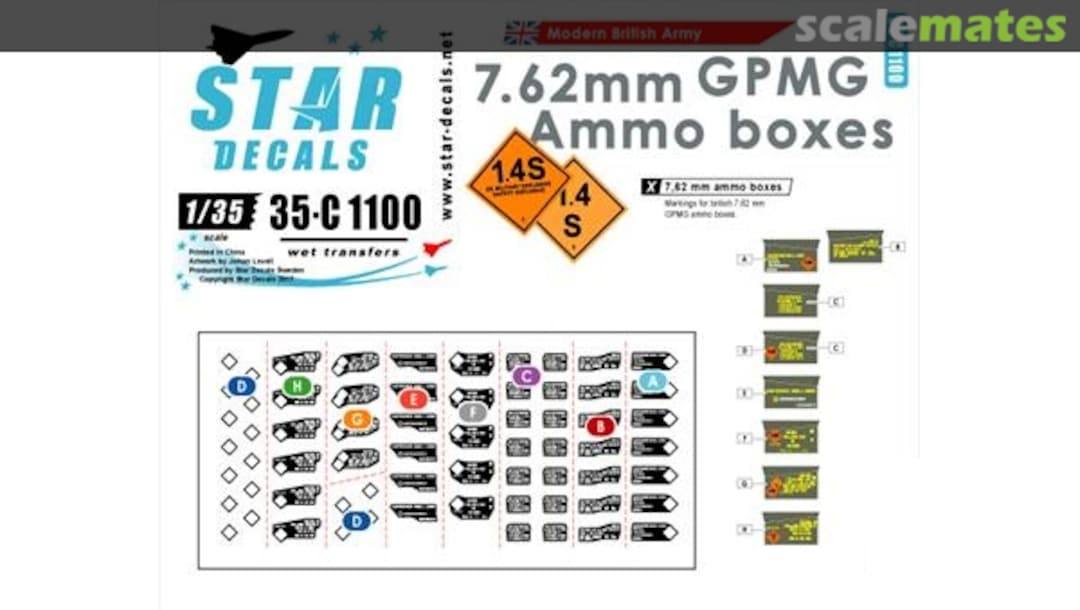 Boxart Modern British Army. Labels for ammo boxes. 35-C1100 Star Decals