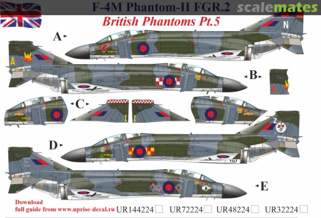 Boxart F-4M Phantom-II FGR.2, British Phantoms Pt.5, no stencils, FFA(removable film) UR48224 UpRise