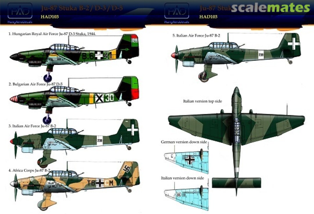 Boxart Ju-87 Stuka B-2 / D-3 / D-5 48103 HungAeroDecals