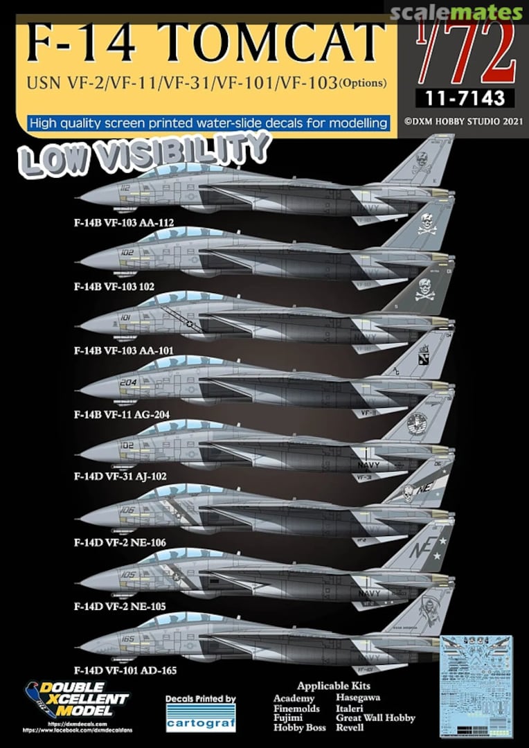 Boxart F-14 Tomcat Low Visibility 11-7143 DXM Decals