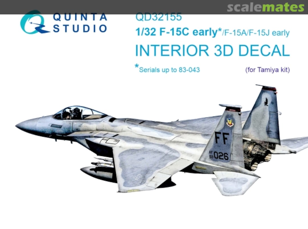 Boxart F-15C early*/F15A/F15J early, (*serials up to 83-043) interior 3D decals QD32155 Quinta Studio