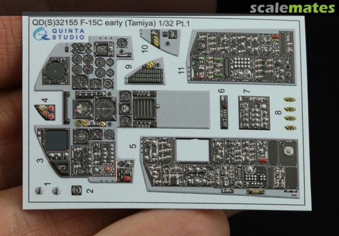 Contents F-15C early*/F15A/F15J early, (*serials up to 83-043) interior 3D decals (small version) QDS-32155 Quinta Studio