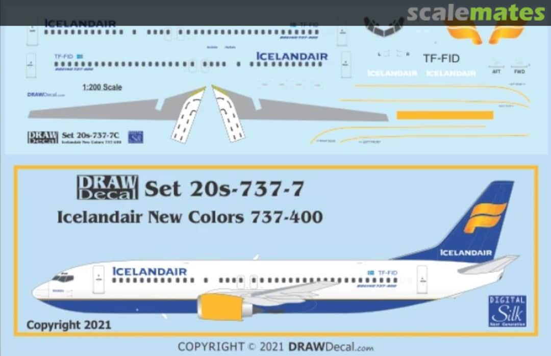 Boxart Icelandair Current Colors 737-400 w/ Coroguard 20-737-07C Draw Decal