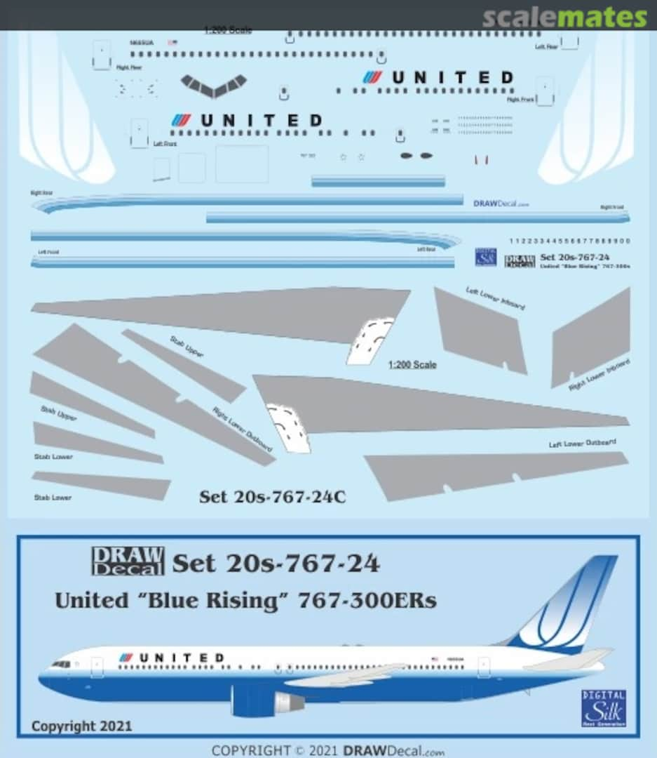 Boxart United “Blue Rising” 767-300ERs 20-767-24 Draw Decal