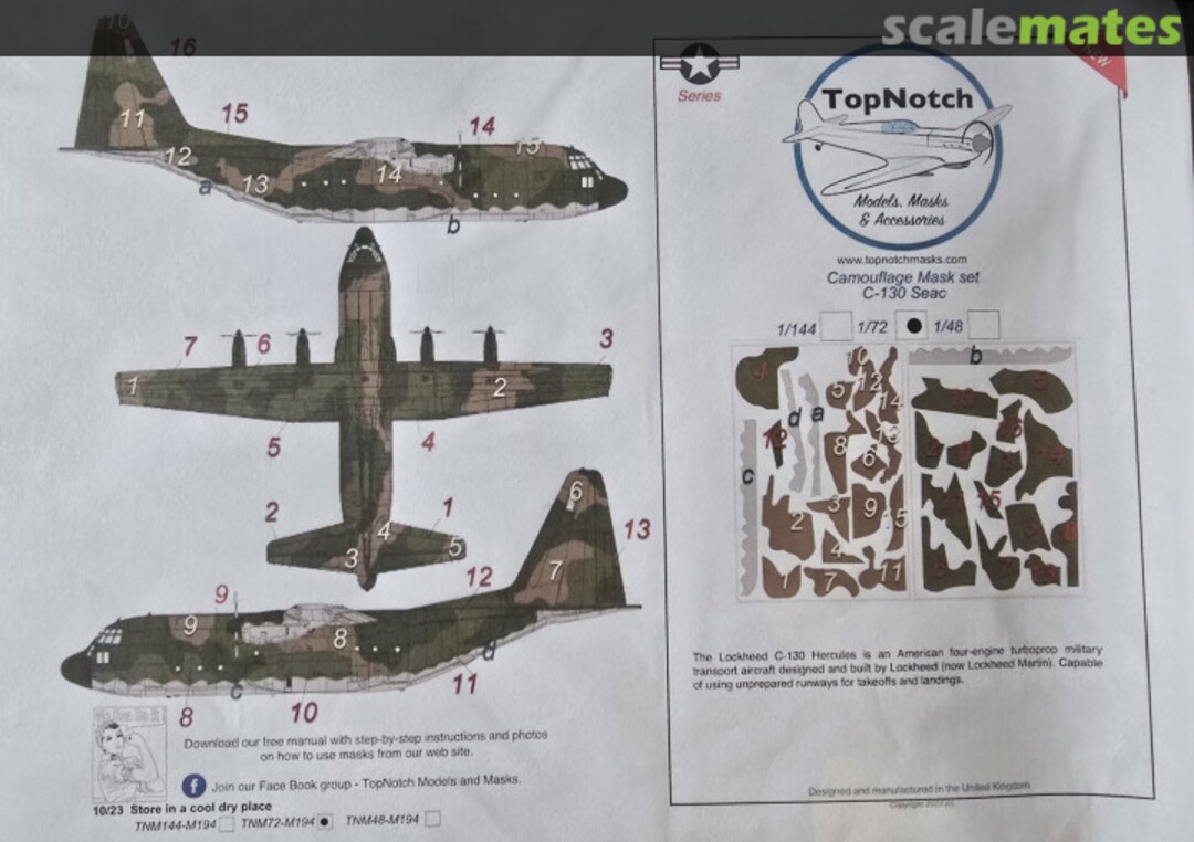 Boxart Camouflage Mask set C-130 Seac TNM72-M194 TopNotch