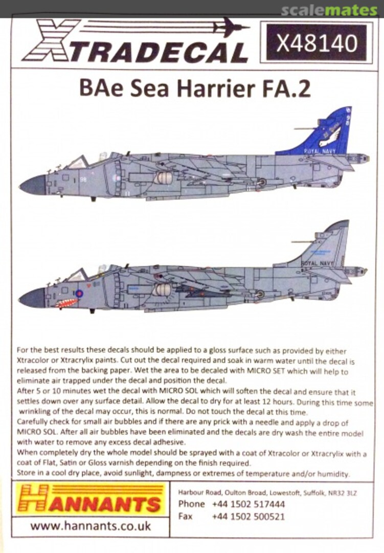 Boxart BAE Sea Harrier FA2 X48140 Xtradecal