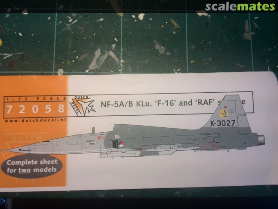 Boxart NF-5A/B KLu 'F-16' and 'RAF' sceme 72058 Dutch Decal