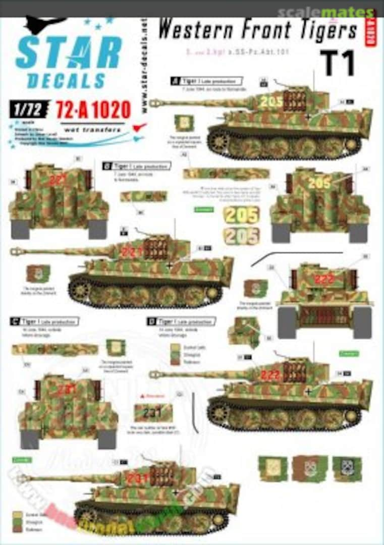 Boxart Western Front Tigers # 2. 72-A1020 Star Decals