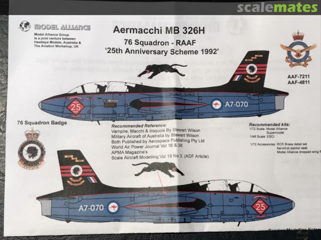 Boxart Aermacchi M.B. 326H AAf-7211 Model Alliance