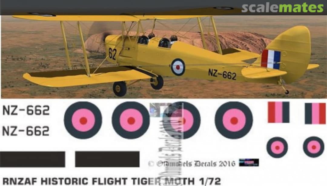 Boxart RNZAF Tiger Moth Historic Flight OMD0985 Oldmodels Decals