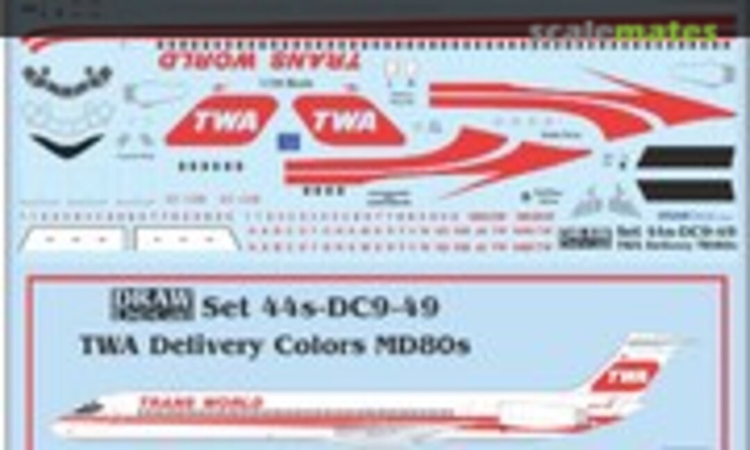 1:144 TWA Delivery Colors MD80s (Draw Decal 44-DC9-49)