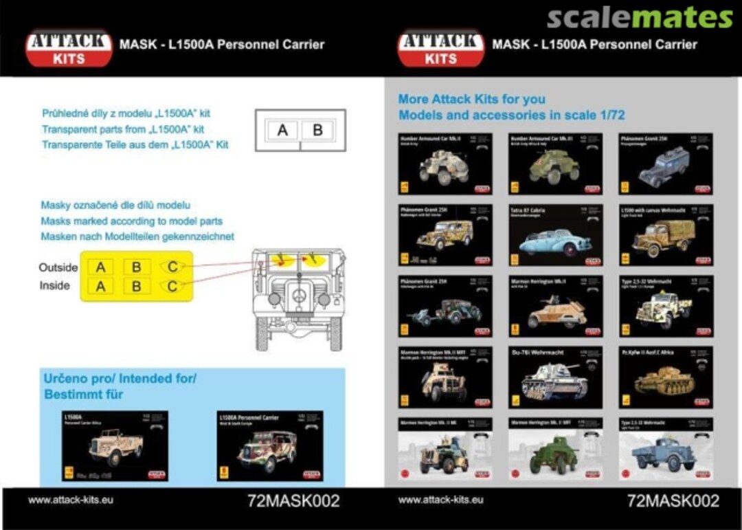 Boxart L1500A Personnel Carrier masks 72MASK002 Attack Hobby Kits