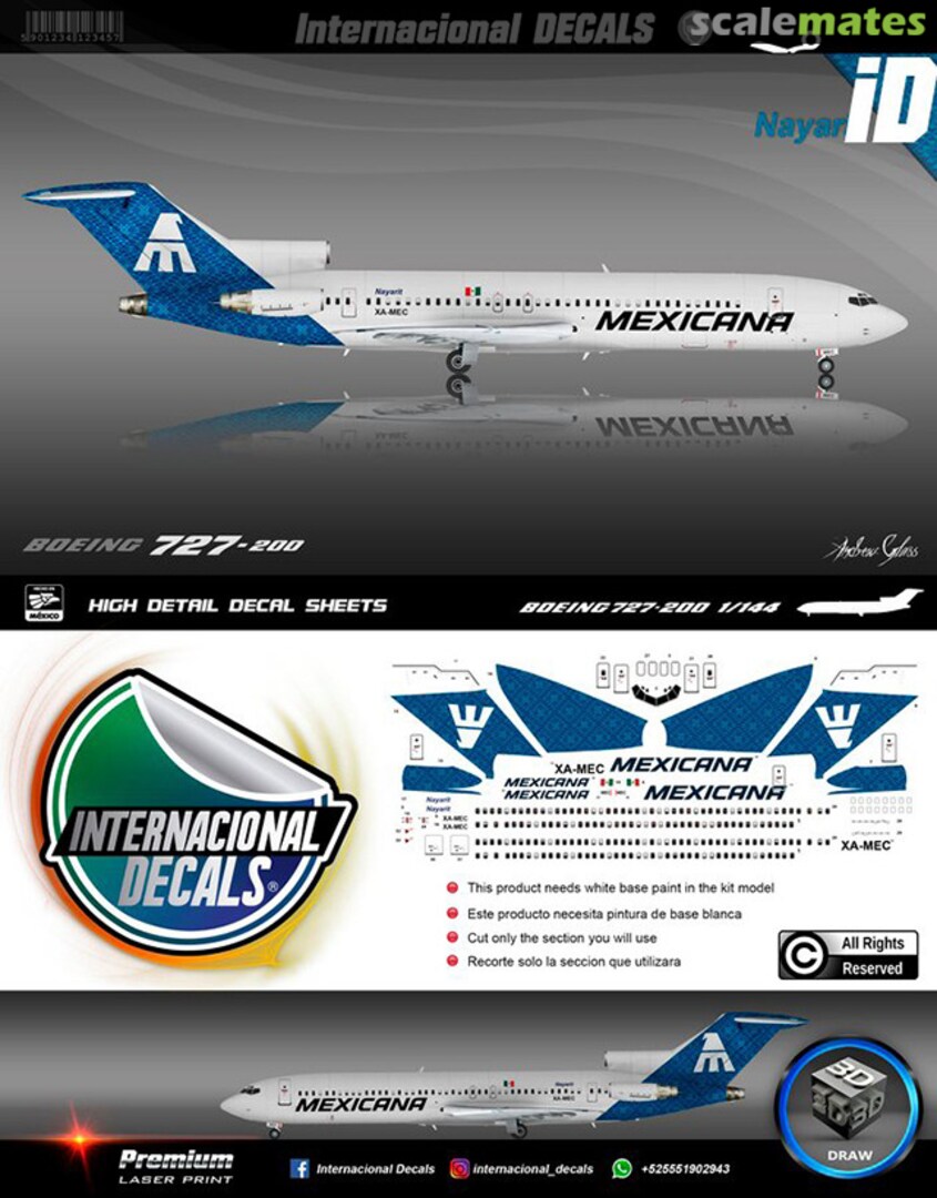 Boxart Boeing 727-200 123457 Internacional Decals