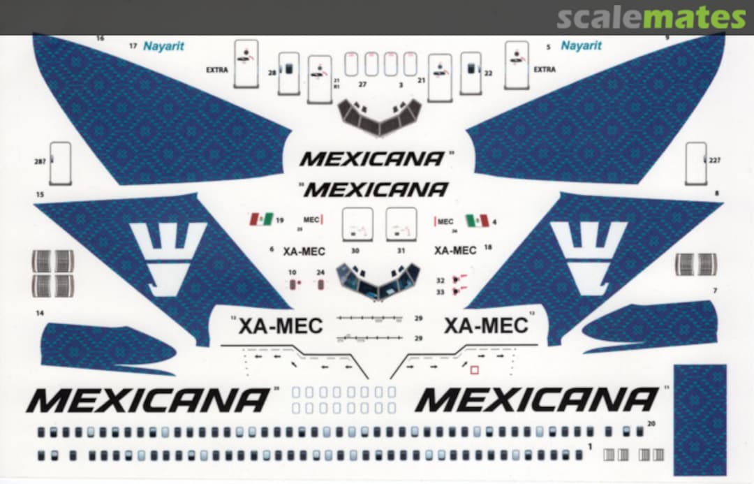 Contents Boeing 727-200 123457 Internacional Decals