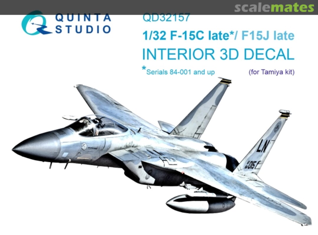 Boxart F-15C late */ F-15J late (* serials 84-001 and up) interior 3D decals QD32157 Quinta Studio