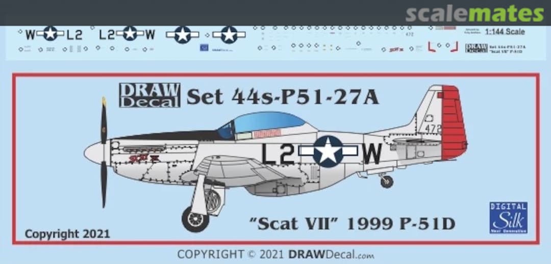 Boxart “Scat VII” 1999 P-51D 44-P51-27A Draw Decal