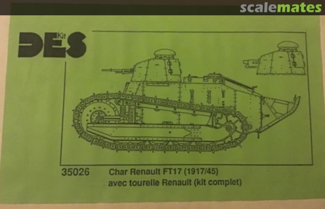 Boxart Renault FT-17 with Berliet turret (1917-1938) 35026 DES Kit