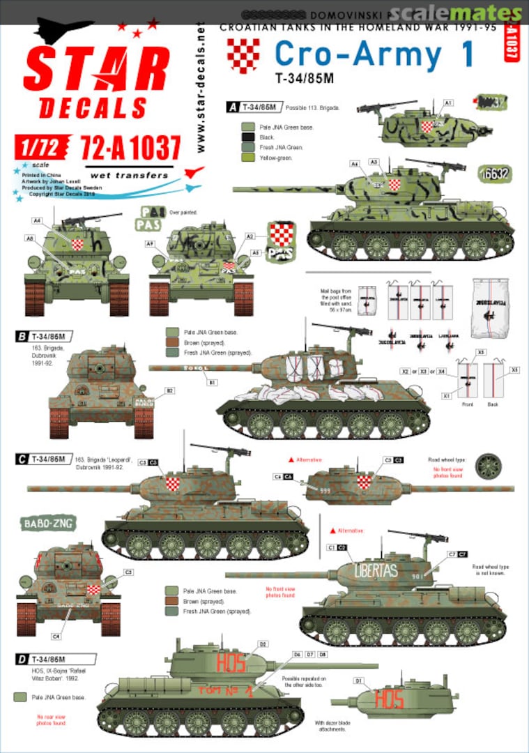 Boxart Cro Army #1 72-A1037 Star Decals