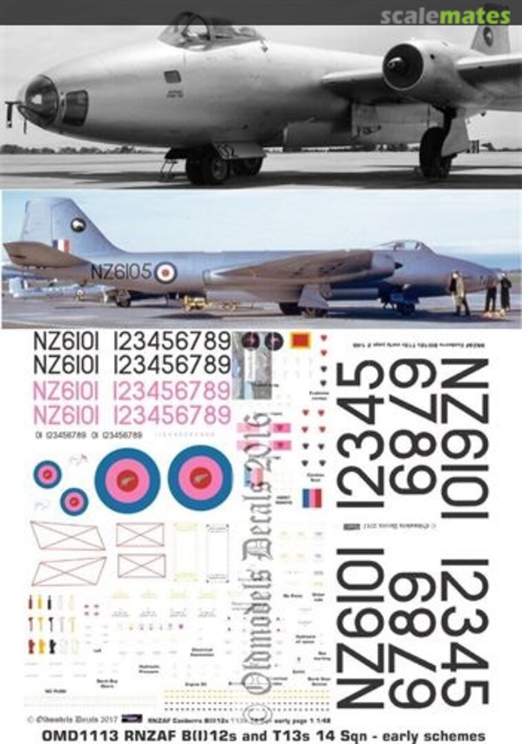 Boxart RNZAF Canberra B12 & T13 - 14 Sqn early scheme OMD1115 Oldmodels Decals