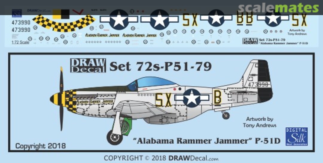 Boxart “Alabama Rammer Jammer” P-51D 72-P51-79 Draw Decal