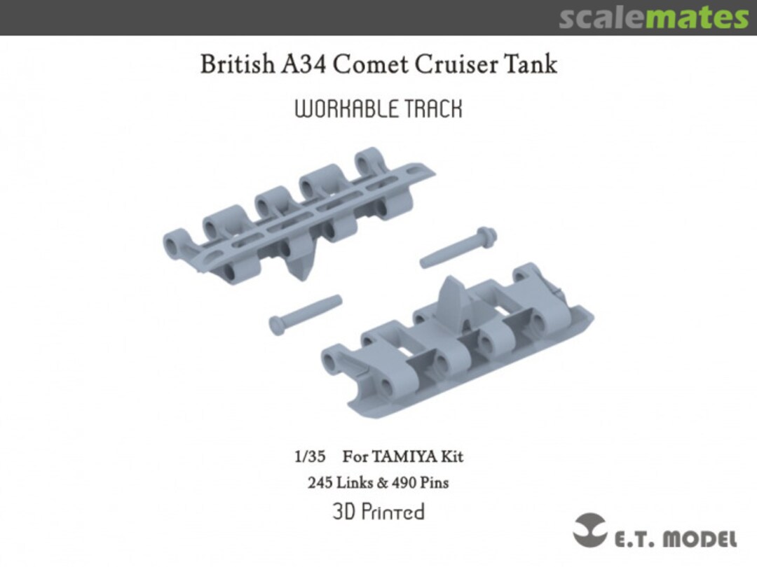 Boxart British Cruiser Tank A34 Comet - Workable Track P35-068 E.T. Model