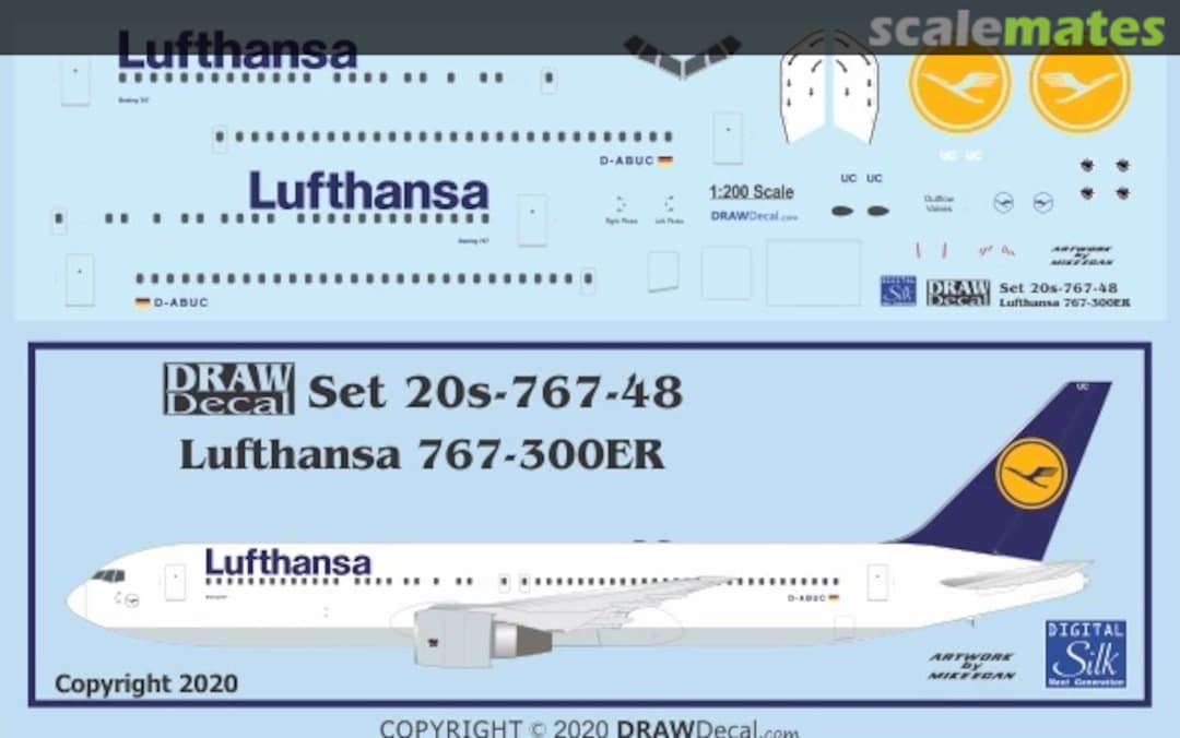 Boxart Lufthansa 767-300ER 20-767-48 Draw Decal