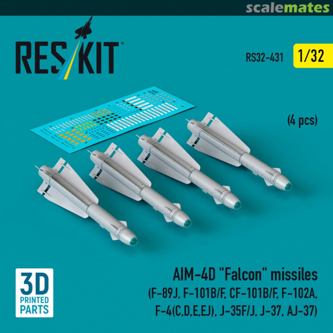 Boxart AIM-4D "Falcon" missiles (4 pcs) RS32-0431 ResKit