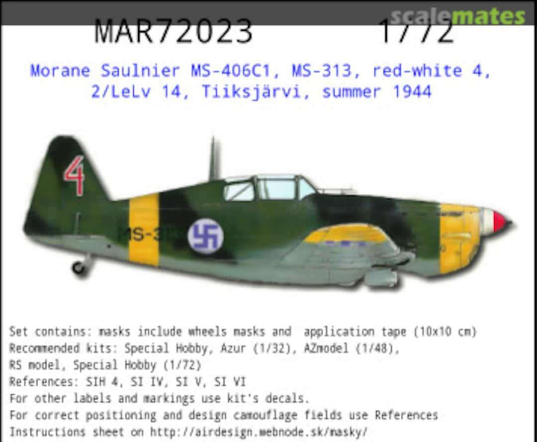 Boxart Morane Saulnier MS-406C1, MS-313, red white 4 MAR72023 AIRDESIGN.SK